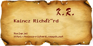 Kaincz Richárd névjegykártya